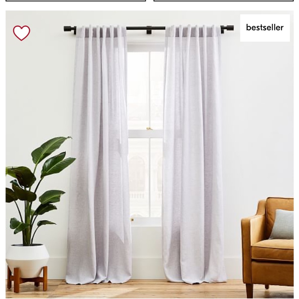 West Elm Simple curtain rods in antique bronze